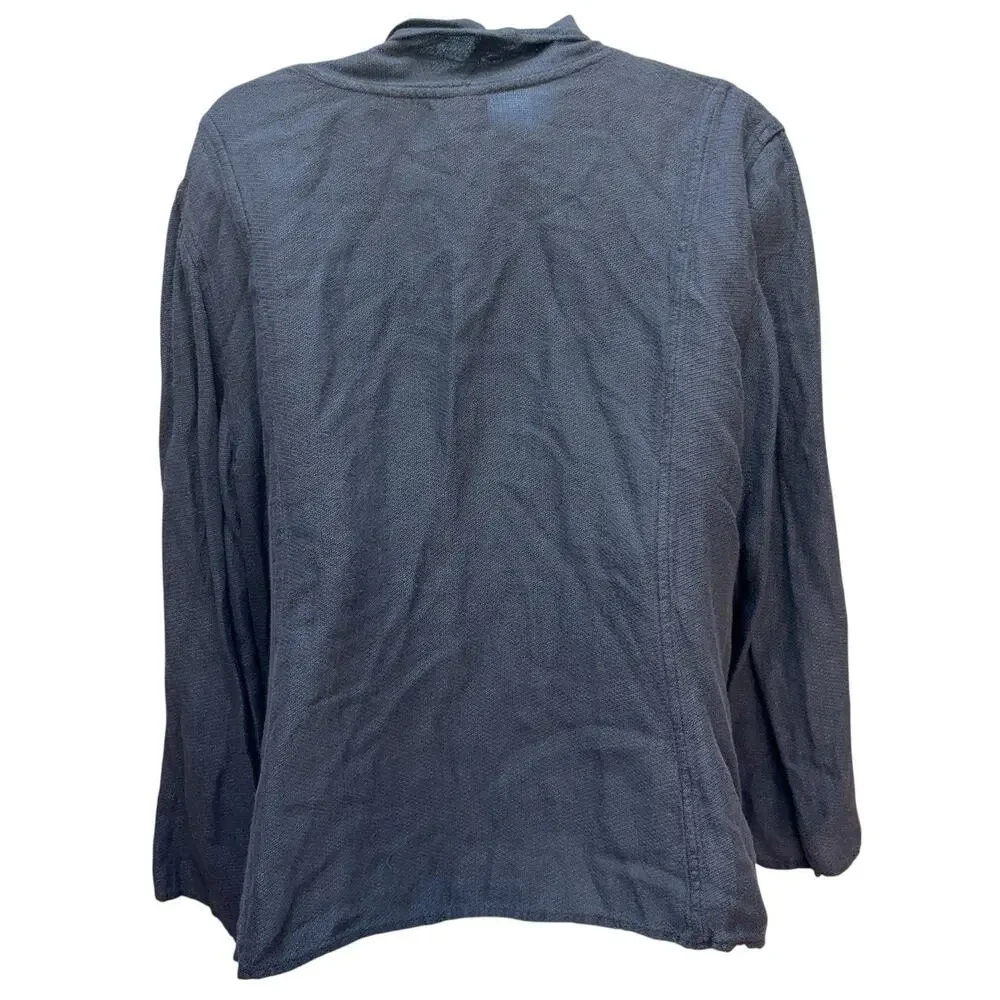 Eileen Fisher Cardigan Women's Size XL Brown Open Front System Linen Blend